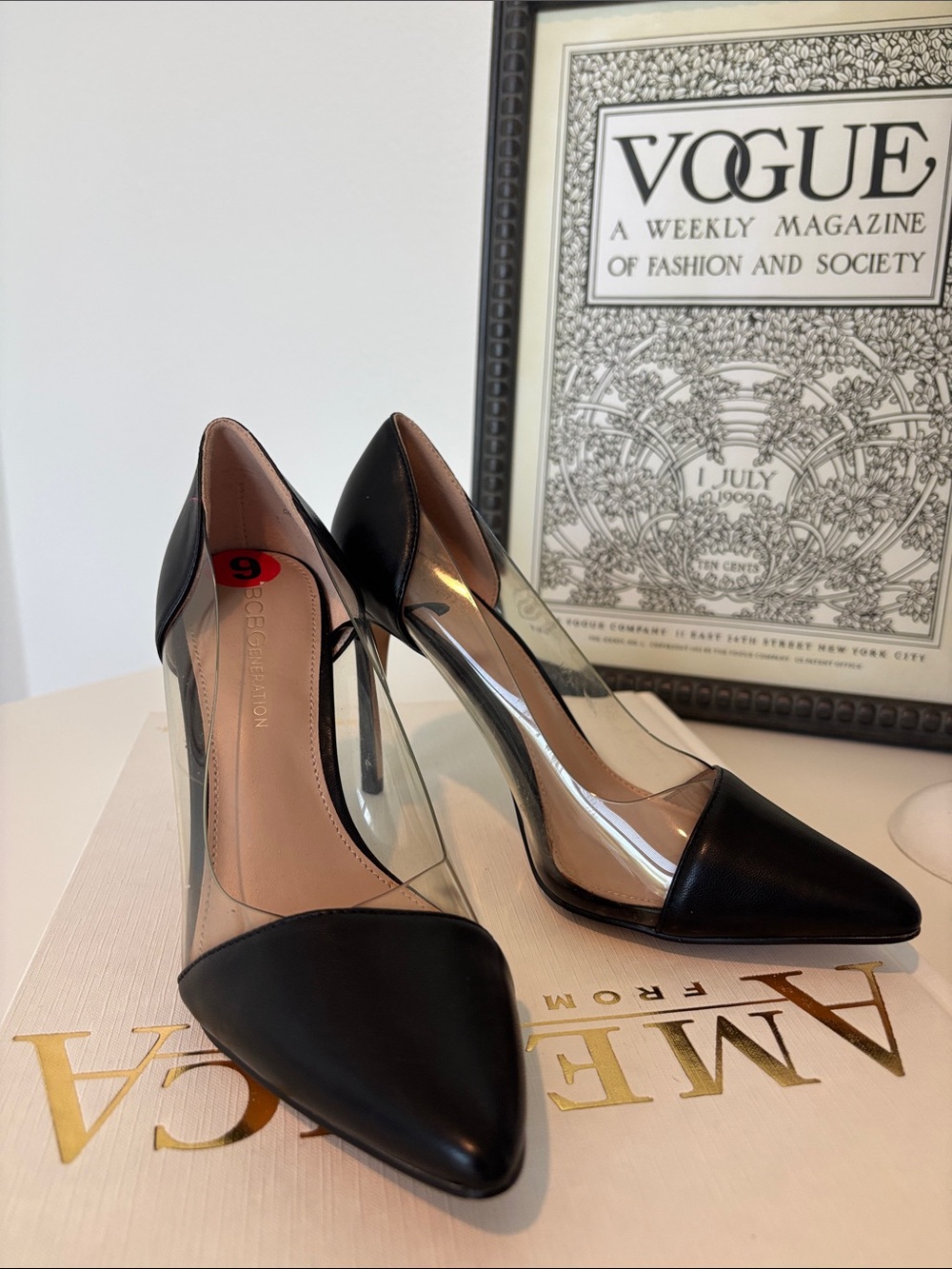 BCBG Black Pointed D'Orsay Pumps with Clear Panels